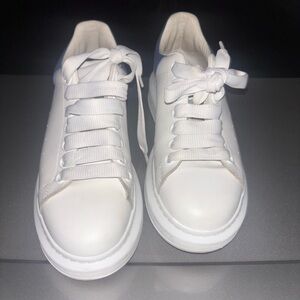 Alexander McQueen White Leather Platform Sneakers